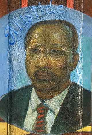 Jean-Bertrand Aristide in mural by Susan Greene