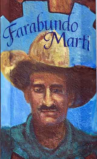 Farabundo Mart&iacute; in mural by Susan Greene