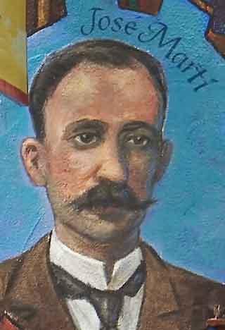 Jose Mart&iacute; in mural by Susan Greene